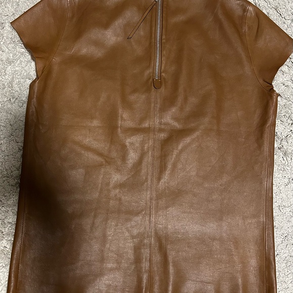 Coach Tan Leather Short Sleeve Top. Rare find. Size XS - Picture 2 of 6